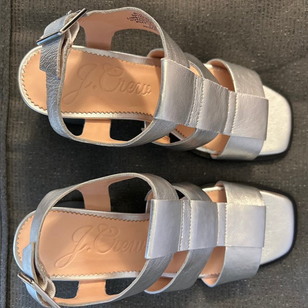 NIB JCrew Silver Fisherman Sandals 6.5